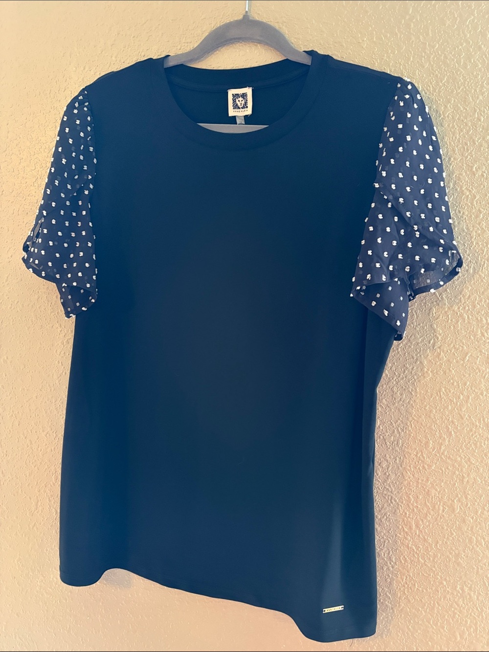 Anne Klein Black Top with Textured Flutter Sleeves
